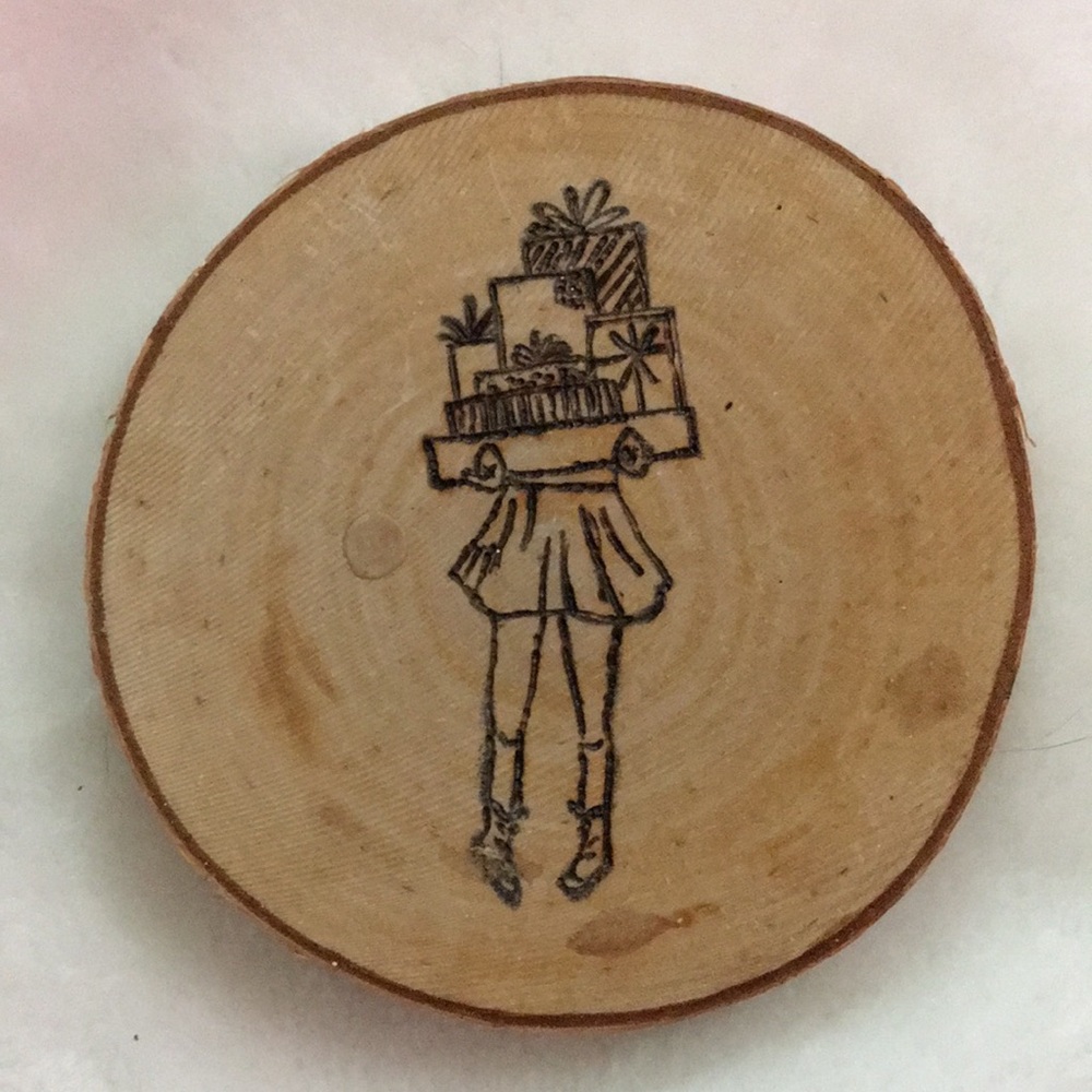 Wooden Coaster with Gift Design